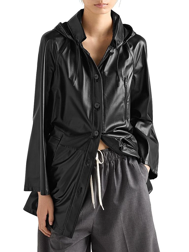 Prada Hooded Nappa Leather and Fabric Caban Jacket 2