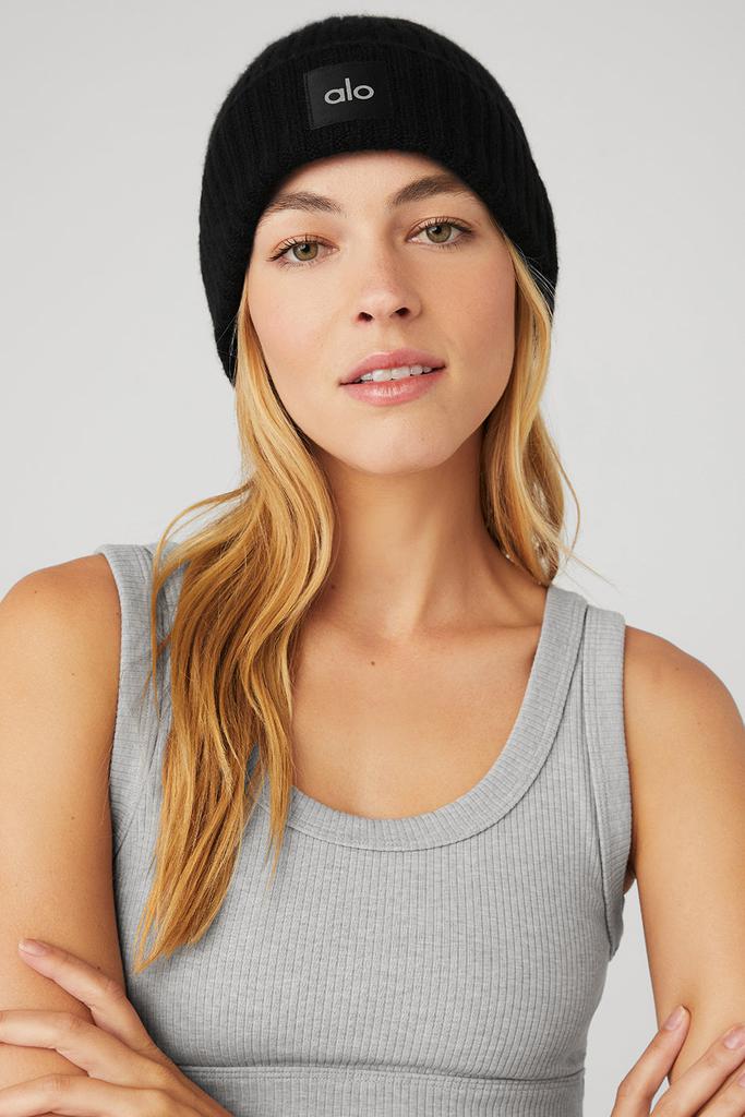 Alo Yoga Cashmere Blend Rib Beanie - Black