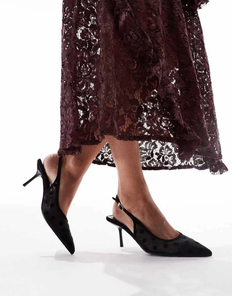 Glamorous Glamorous slingback pumps in mesh black polkadot 1