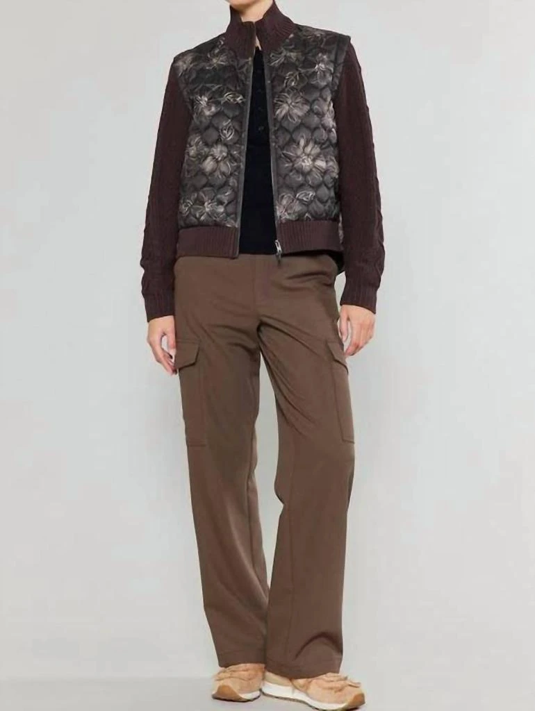 current air Current Air - Floral Quilted Sweater Mixed Media Jacket 4