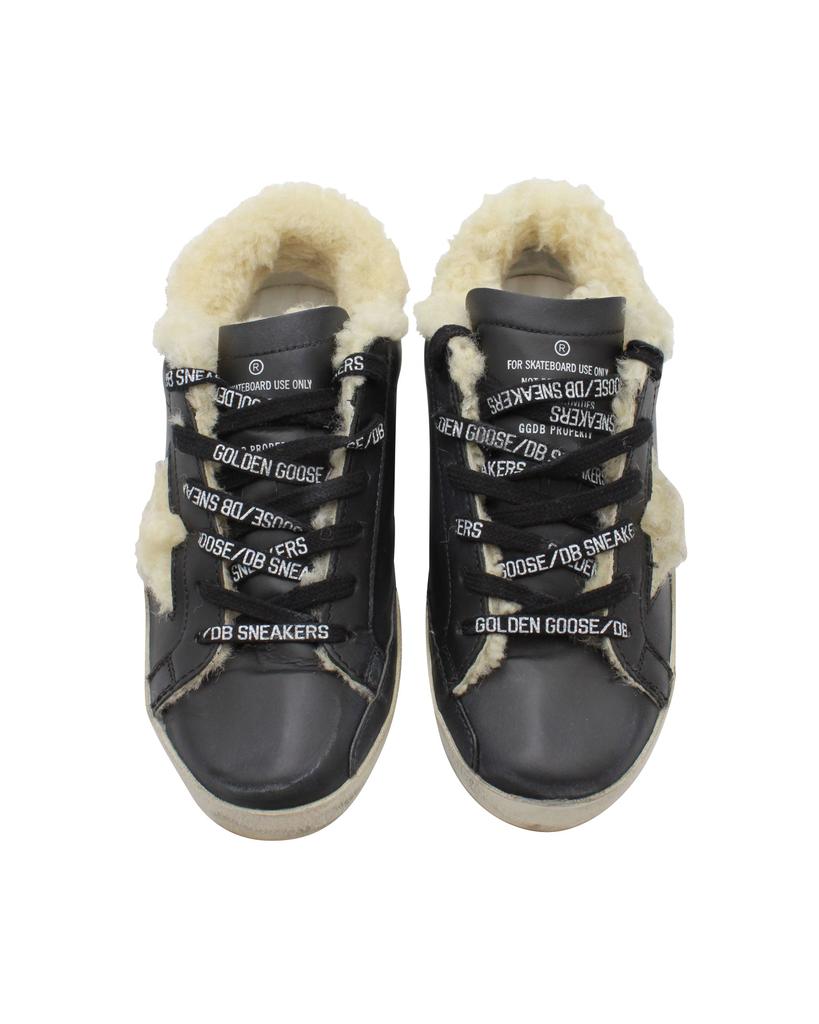 Golden Goose Golden Goose Super-Star Sneakers with Shearling Inserts in Black Leather