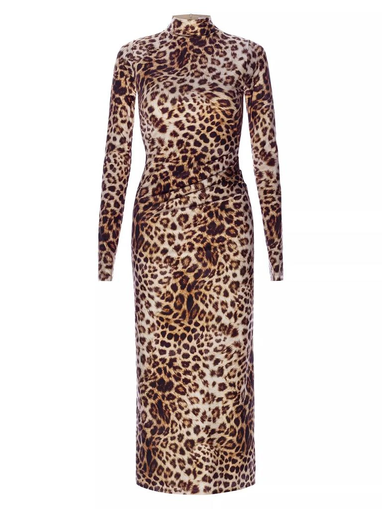 Good American Leopard Print Satin Shine Midi-Dress 1