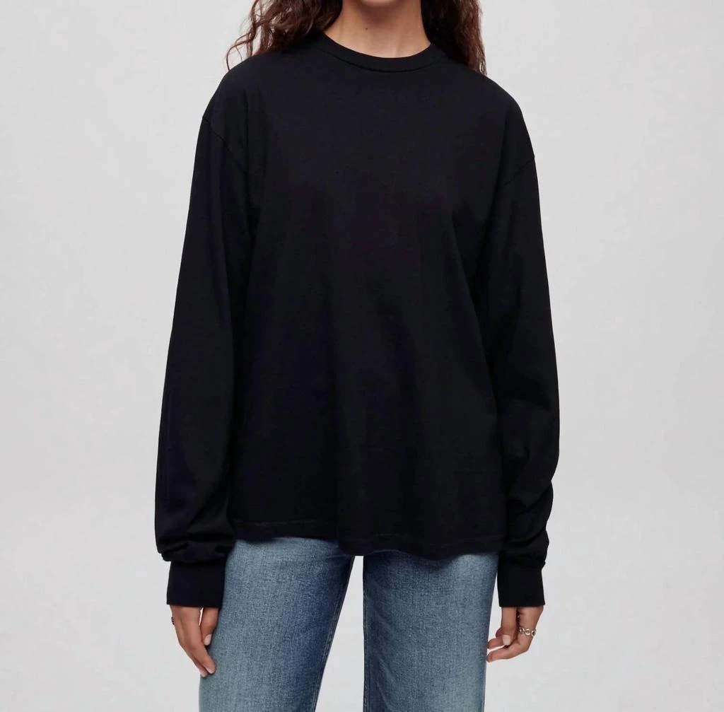 REDONE Long Sleeve Boyfriend Tee In Black 1