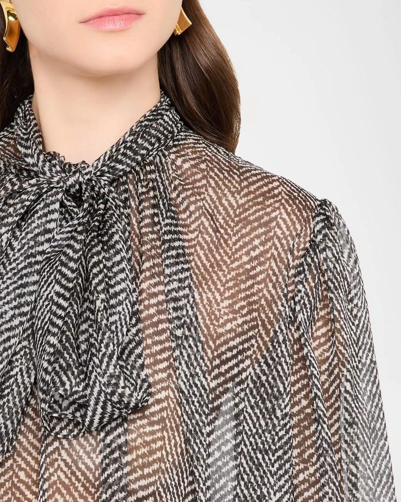 Dolce 
Gabbana Chevron Chiffon Neck-Tie Blouse 6