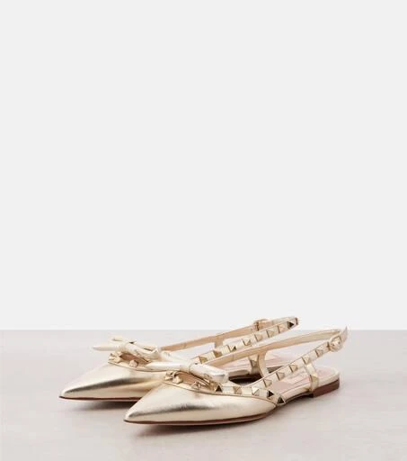 Valentino Rockstud metallic leather slingback flats 5