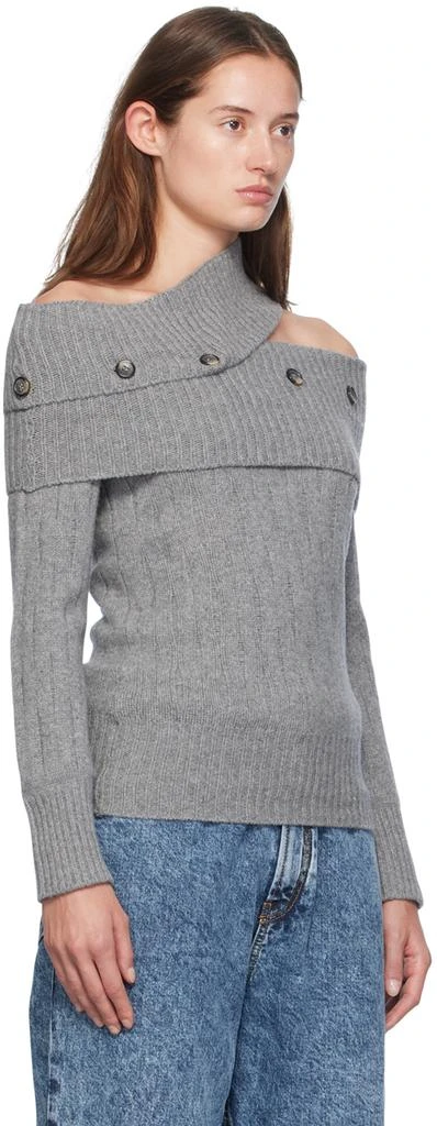Rokh Gray Off Shoulder Multi Button Knit Sweater 2