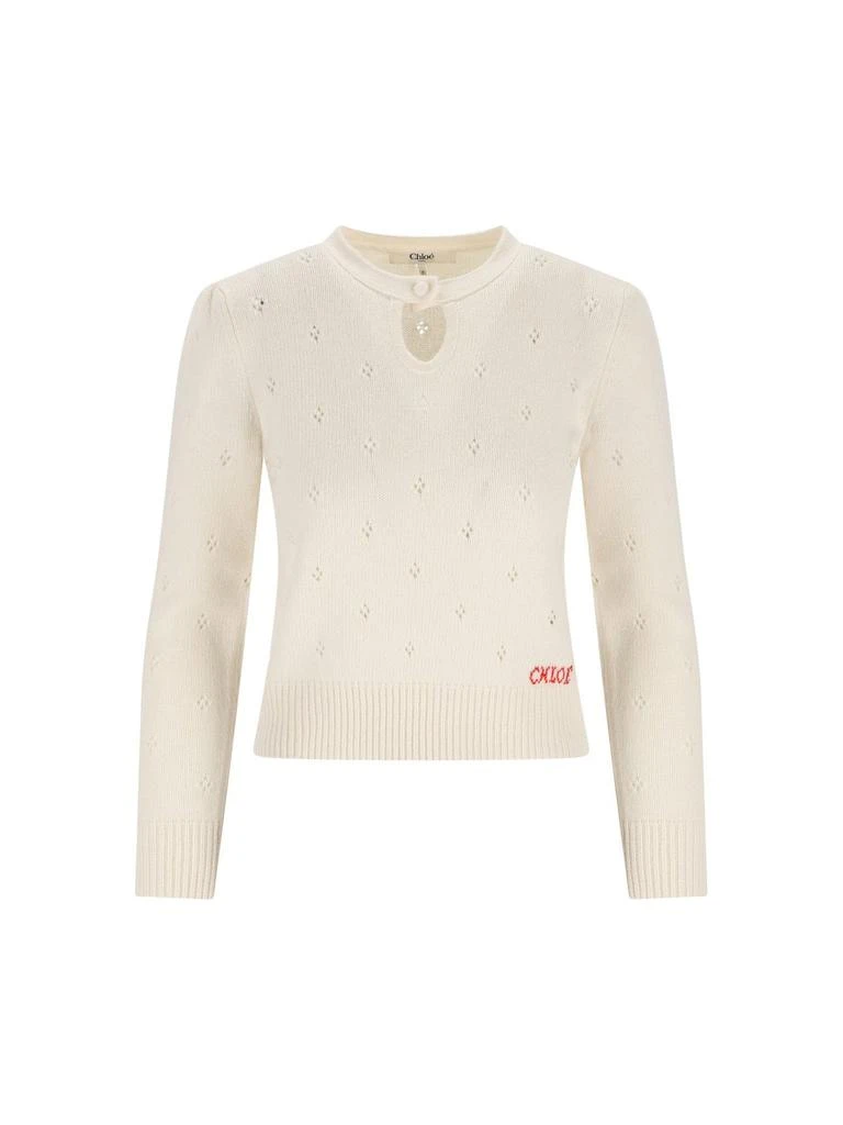 Chloé Chloé Logo Embroidered Knitted Jumper from Cettire
