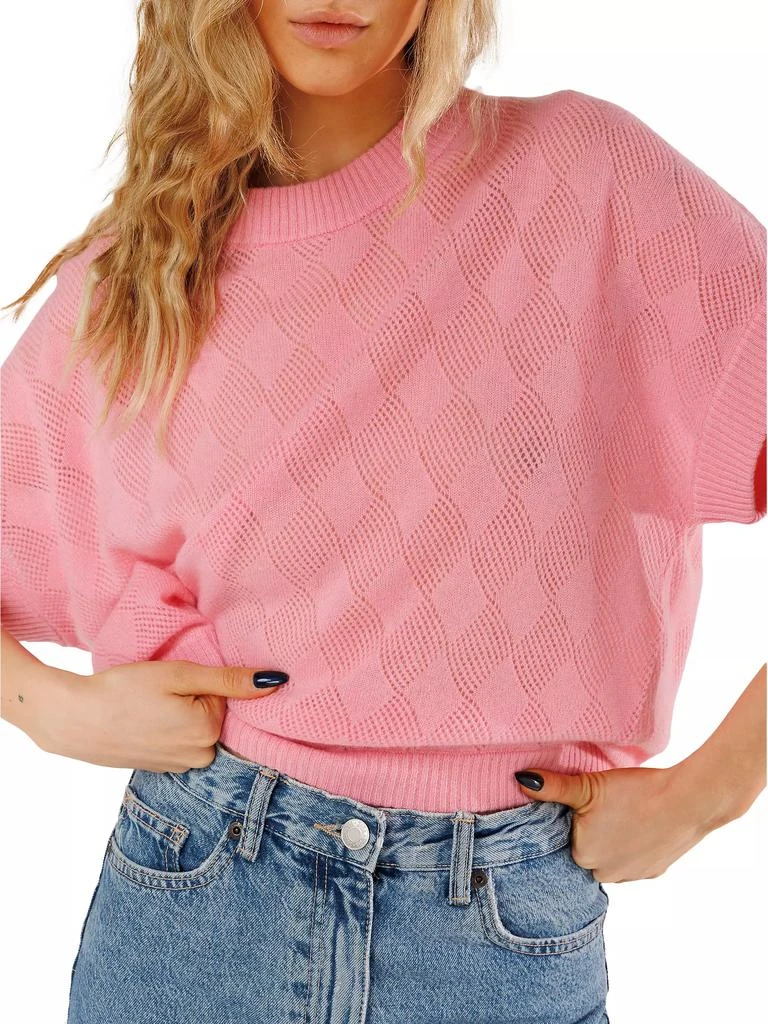 CRUSH CASHMERE Pea Pointelle-Knit Cashmere Sweater 4