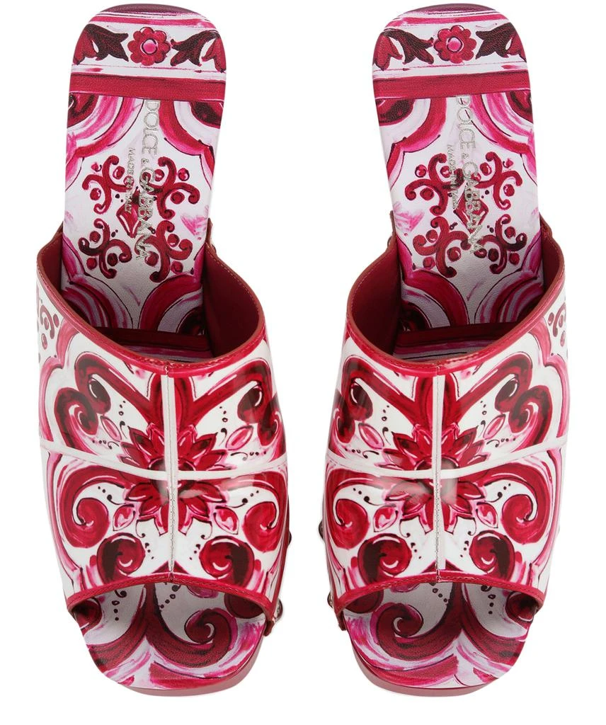 Dolce & Gabbana Majolica-print polished calfskin clogs 5