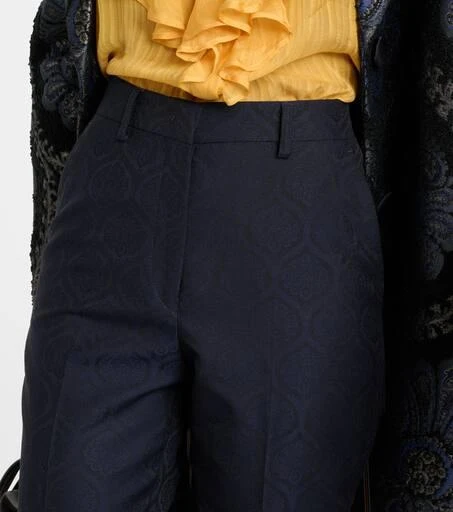 ETRO Printed cotton-blend jacquard slim pants 4