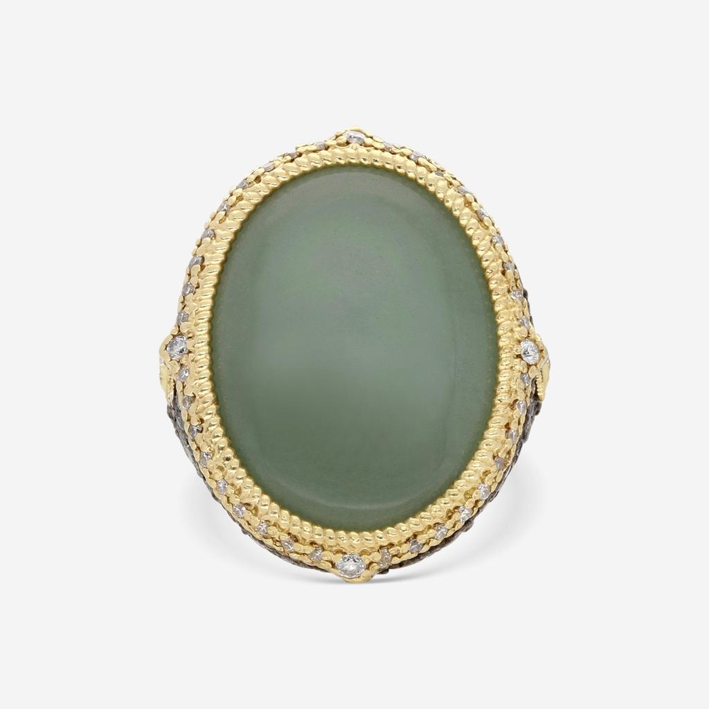 Armenta Armenta 18K Yellow Gold & Sterling Silver Diamond & Aquamarine Signet Ring Sz. 7 19337