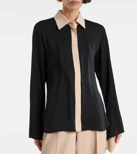 Max Mara Pio high-rise silk charmeuse blouse 4
