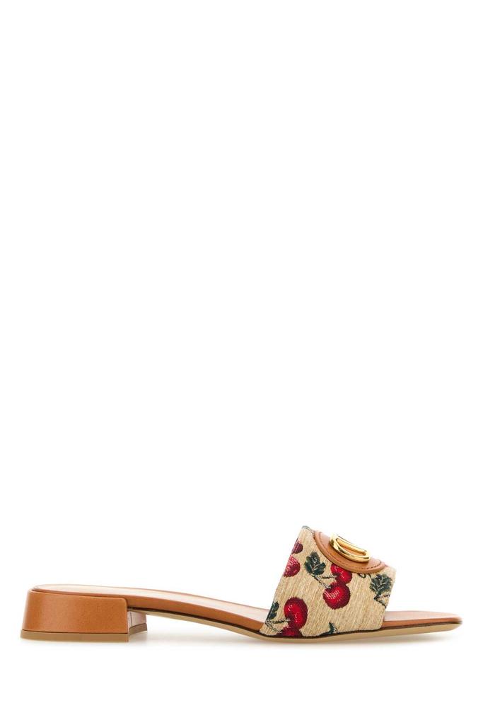 サンダル・ミュール VALENTINO Embroidered raffia VLogo Signature slippers Valentino Garavani VLogo Signature Woven Raffia Slide