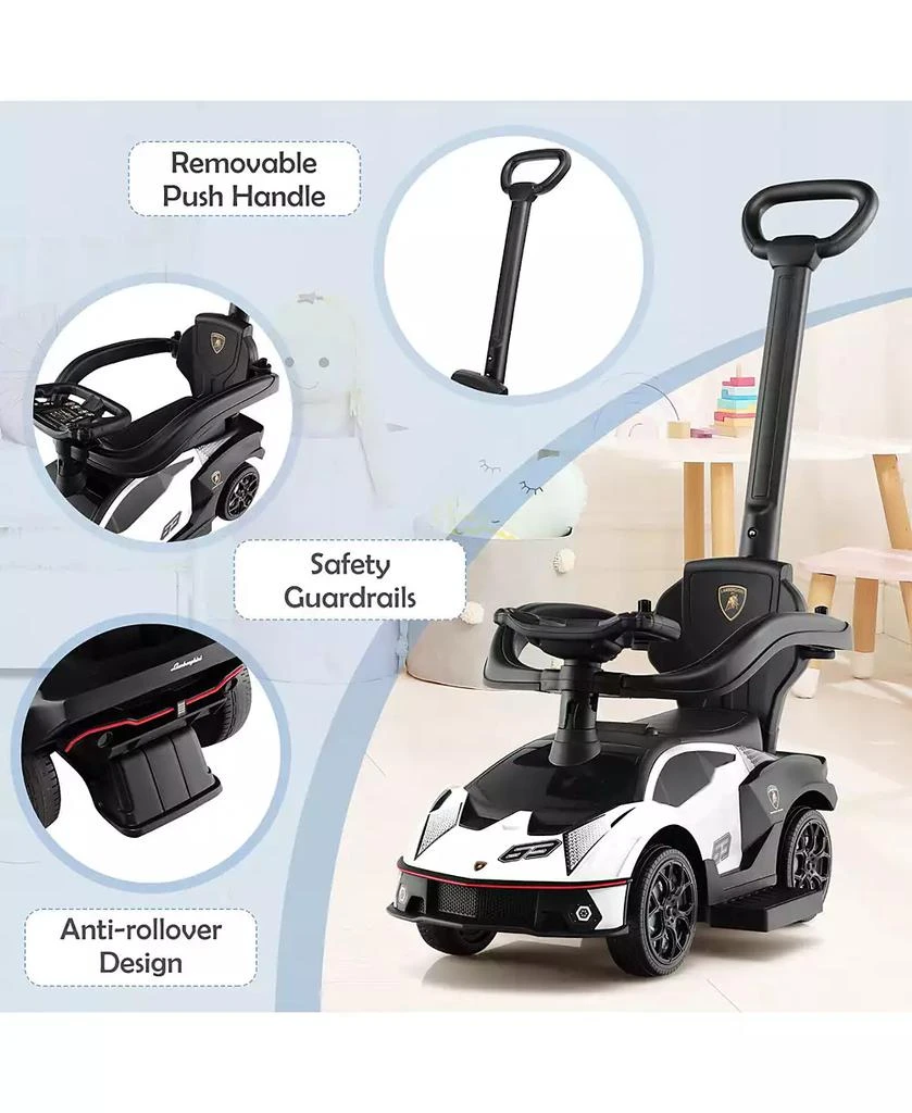 Gymax 3-in-1 Licensed Lamborghini Ride on Push Car Stroller Sliding Car w/ Sound 8