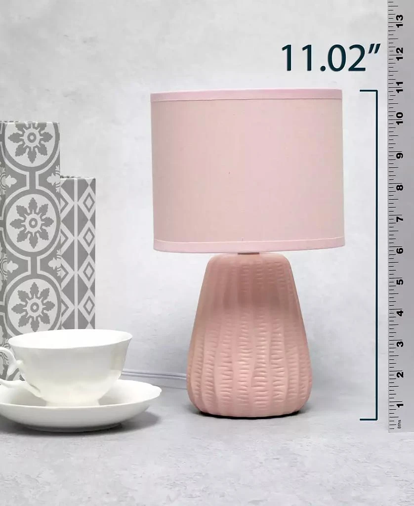 Simple Designs 11.02" Traditional Mini Modern Ceramic Texture Pastel Accent Bedside Table Desk Lamp with Matching Fabric Shade 44