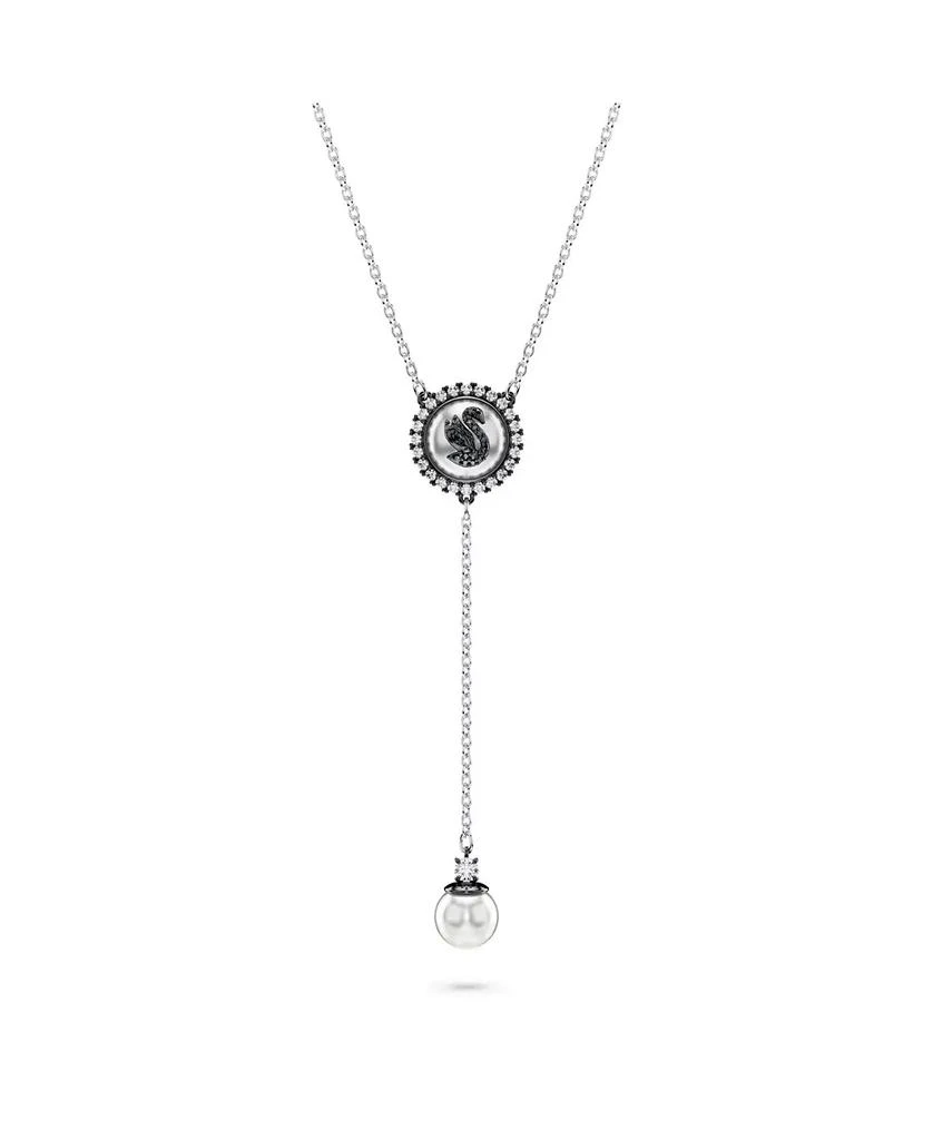 Swarovski Swan, Gray, Rhodium Plated Iconic Swan Y Pendant Necklace 1