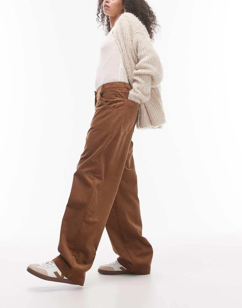 Topshop Topshop relaxed fit tailored corduroy trousers in brown 1