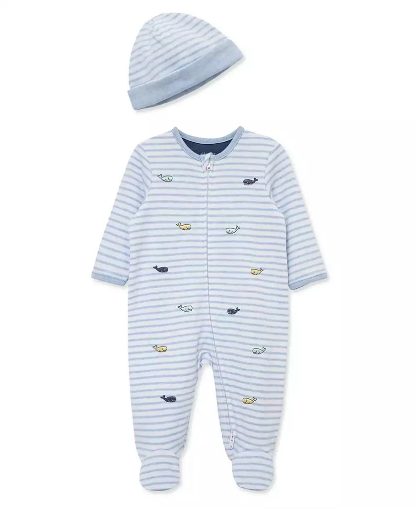 Little Me Baby Boys
 Whale Print Footie with Hat