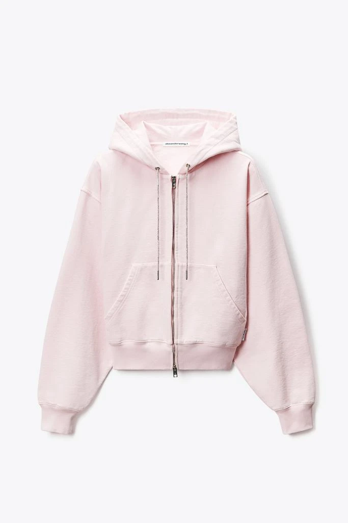 Alexander Wang Crystal Hotfix Drawcord Zip-Up Hoodie 2