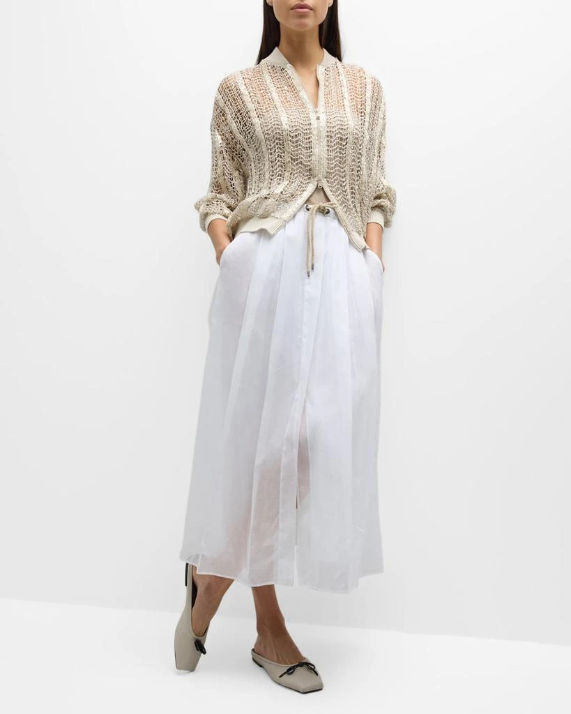 Brunello Cucinelli Cotton Gauze Fluid Maxi Skirt with Rope Belt 3