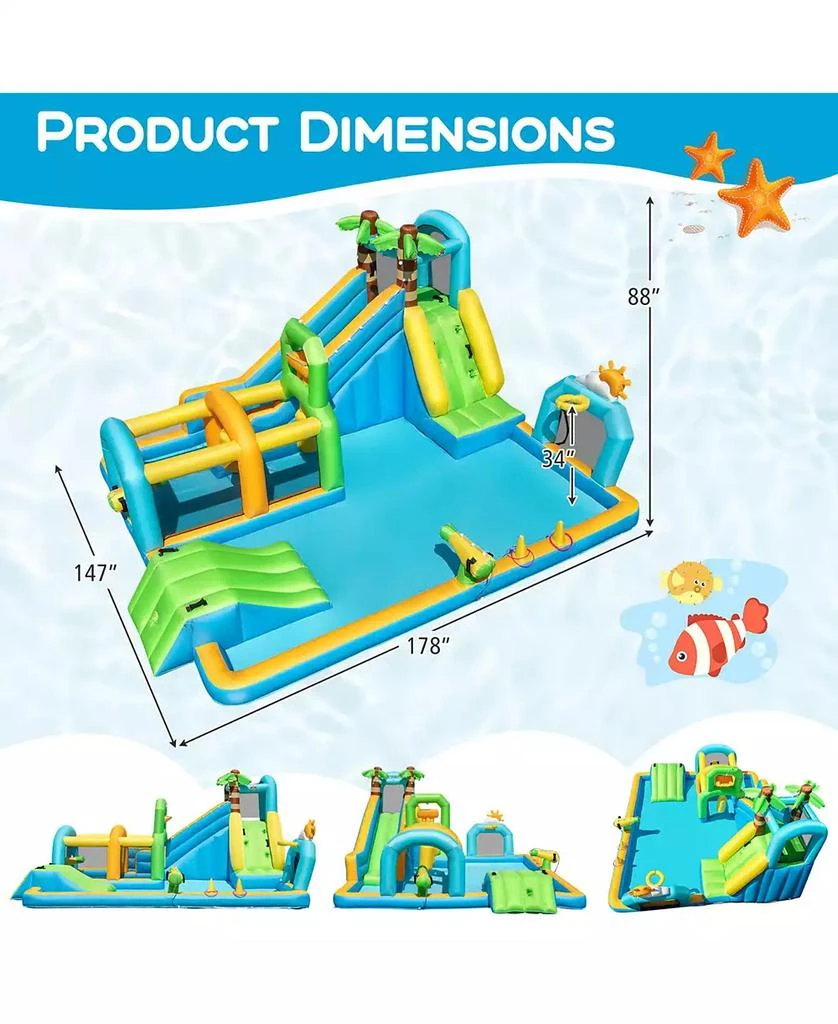 SUGIFT Inflatable Water Slide Tropical Theme Dual Slide Aqua Park with 680W Blower 3
