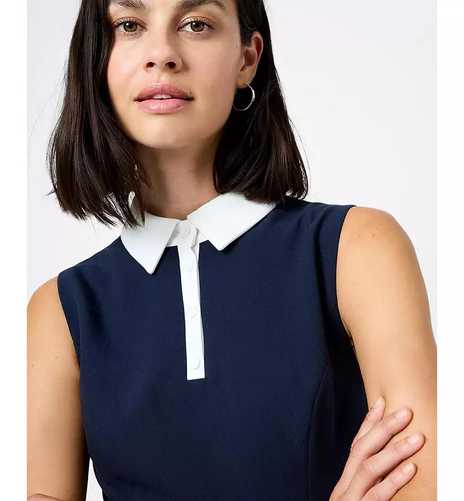 French Connection Women's Sleeveless Collared Mini Dress - Marine/Summer White