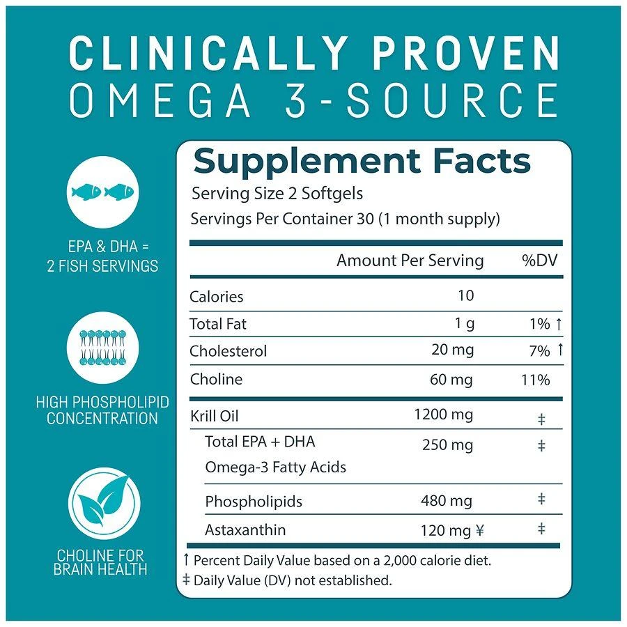 Kori Pure Antarctic Krill Oil Multi-Benefit Omega-3 600mg Softgels 5