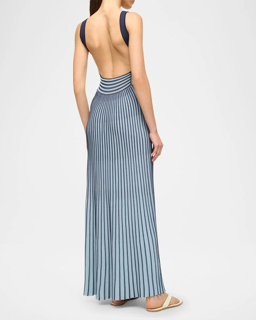 Staud Claretta Backless Pleated Rib-Knit Dress 4