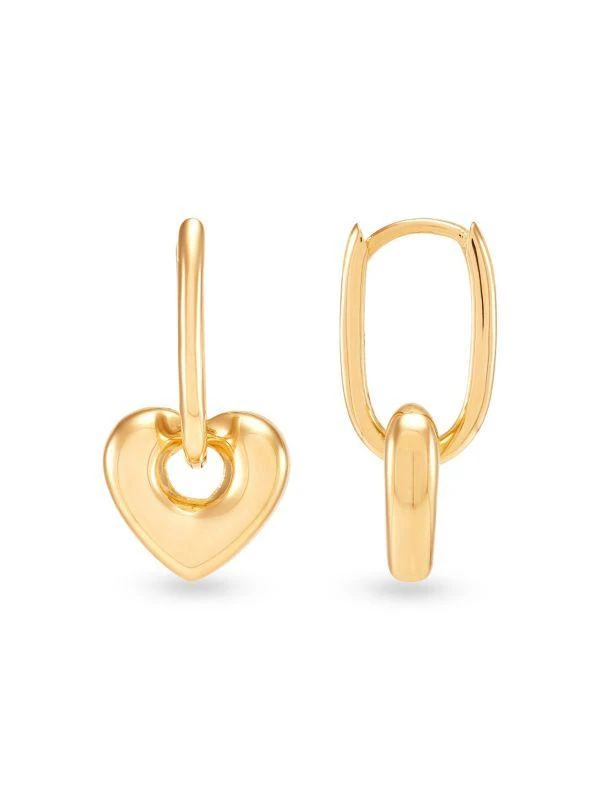 Saks Fifth Avenue 14K Yellow Gold Heart Hoop Earrings 3