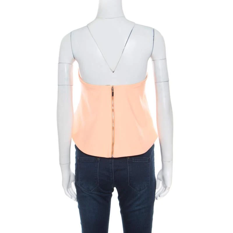 Elizabeth and James Elizabeth & James Sunwashed Orange Ponte Knit Strapless Addilyn Crop Top S 3