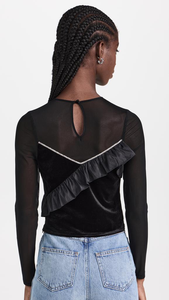 SAYLOR Dascha Velvet and Mesh Top