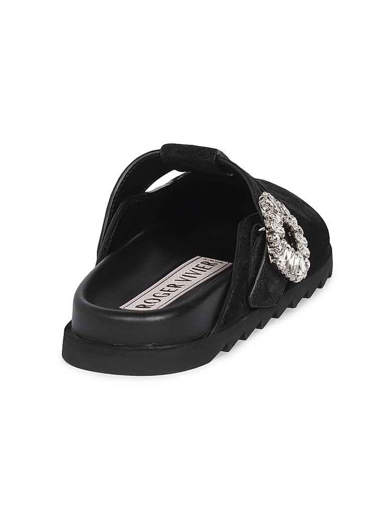 Roger Vivier Slidy Viv Embellished Suede Mules - Slippers - Free