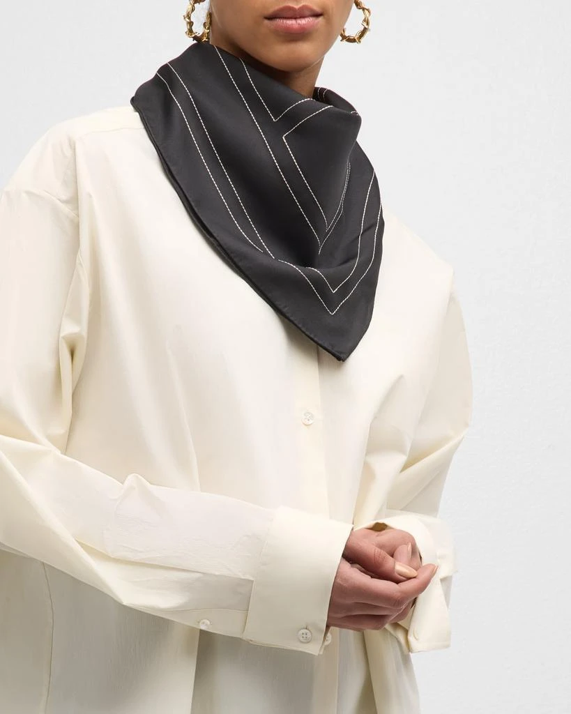 Totême Embroidered Monogram Silk Square Scarf 3