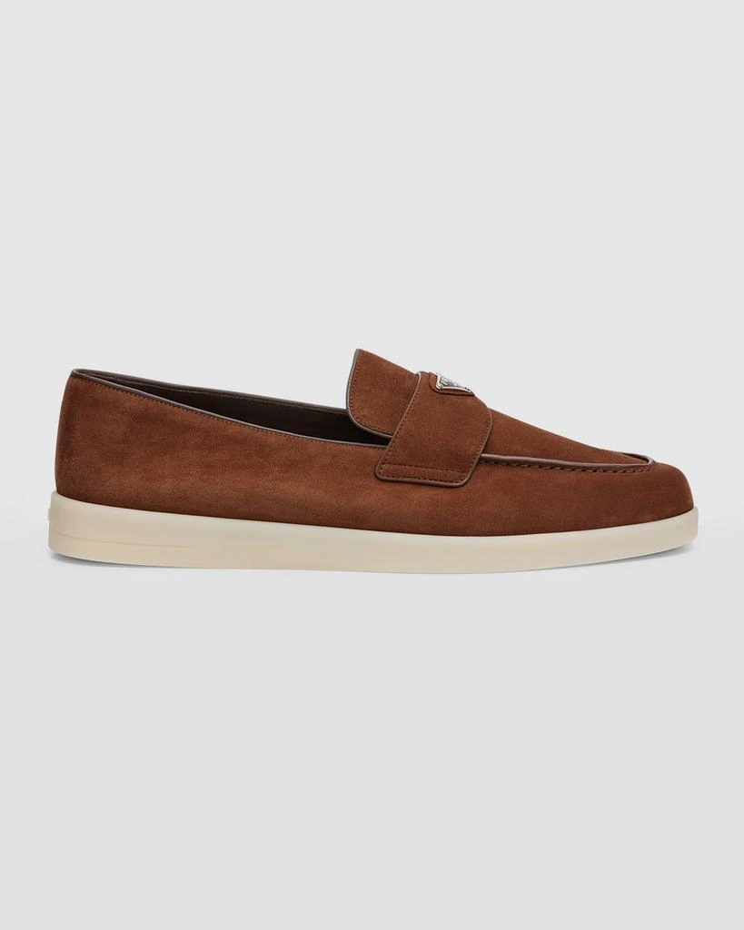 Prada Men's Saint Tropez Triangle Logo Suede Loafers 1
