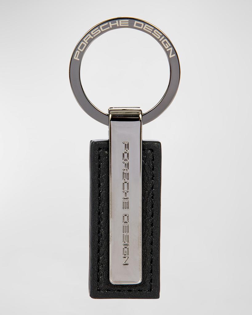 Porsche Design Men's PD Leather and Metal Bar Keyring