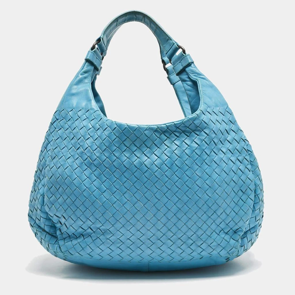 Bottega Veneta Bottega Veneta Blue Intrecciato Leather Small Campana Hobo 4