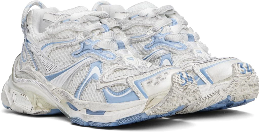 Balenciaga White & Blue Runner 2.0 Sneakers 4