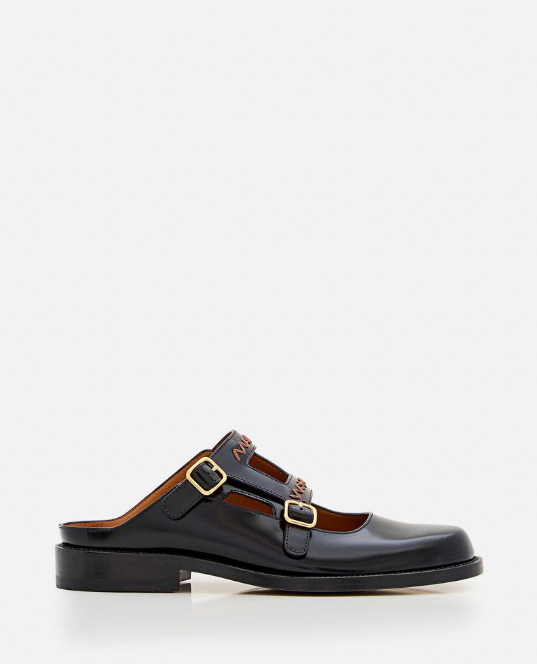 サンダル・ミュール Marni Red Leather Sabots Marni Women's Fussbett Longhair Calfskin Red Sabot Mules