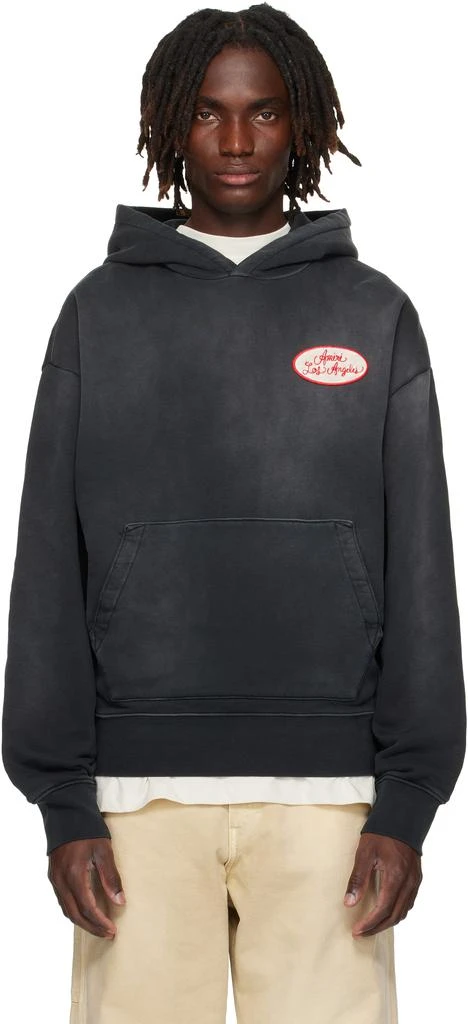 AMIRI Black Station Patch Oversized Hoodie 1