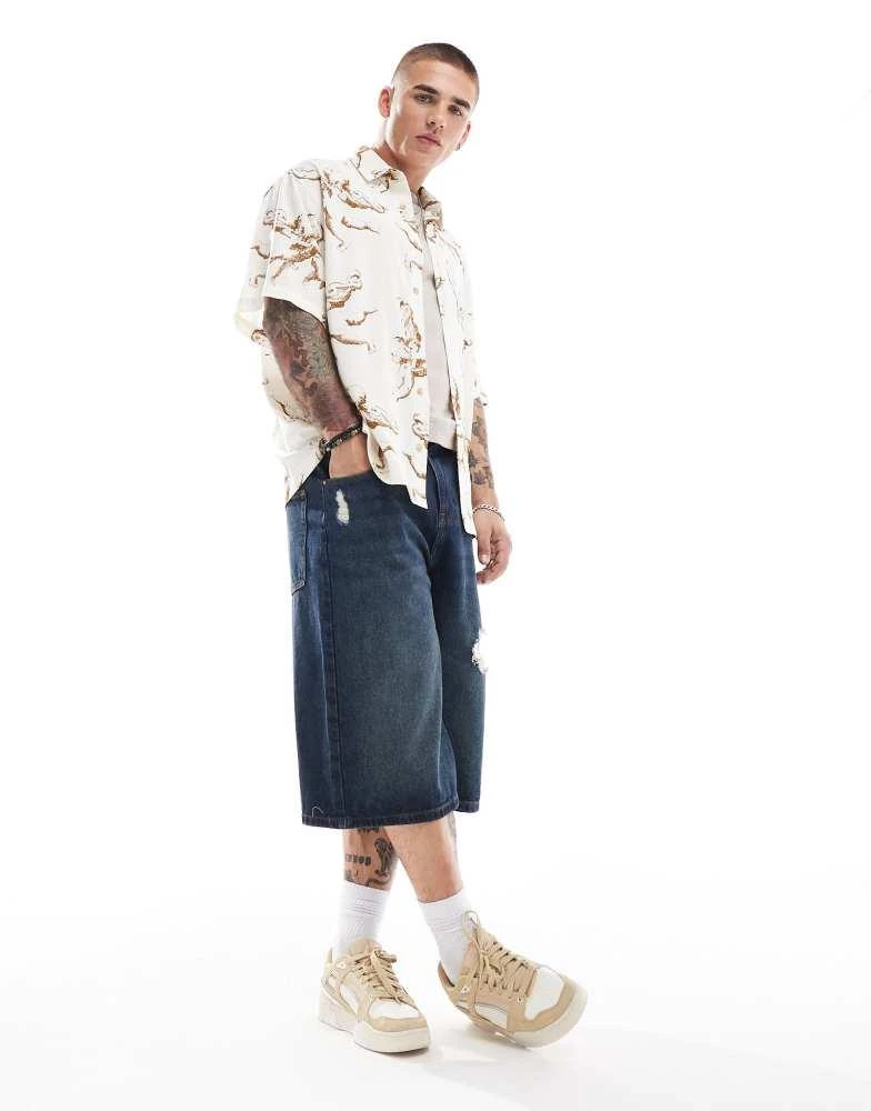 ASOS ASOS DESIGN oversized shirt with cherub print in neutral 3