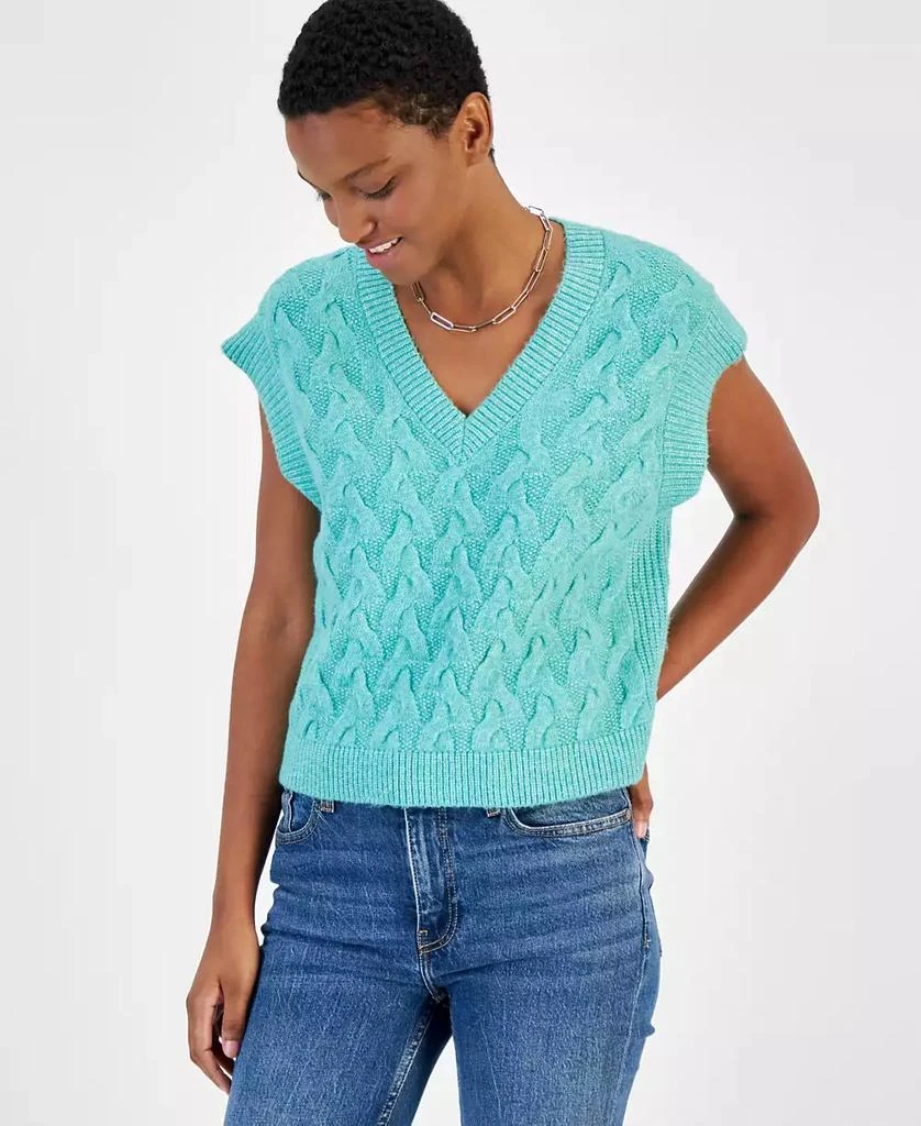 On 34th Women's Extended Shoulder Cable-Knit Sweater Vest, Created for Macy's 1
