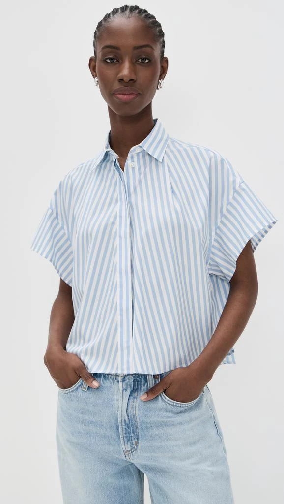 Rag & Bone Martha Short Sleeve Stripe Poplin Shirt 6