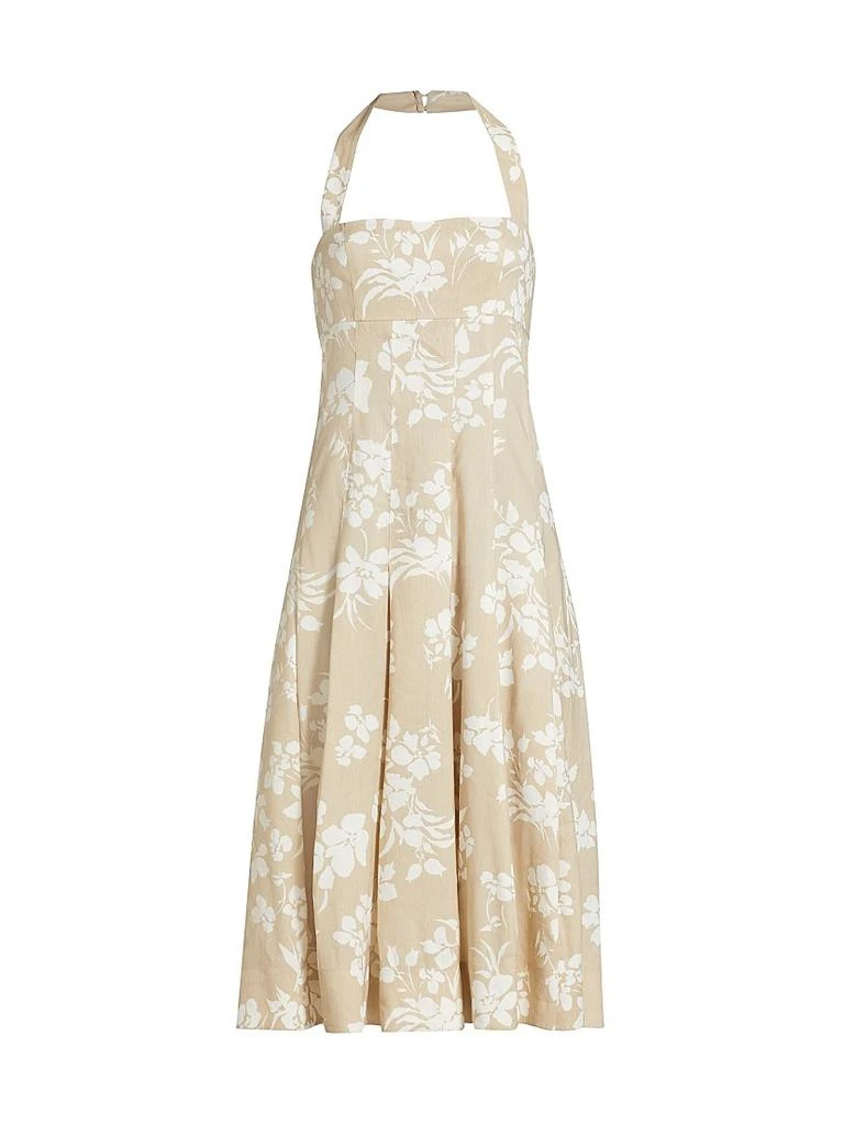 VERONICA BEARD Amalia Floral Linen-Blend Halter Midi-Dress 1