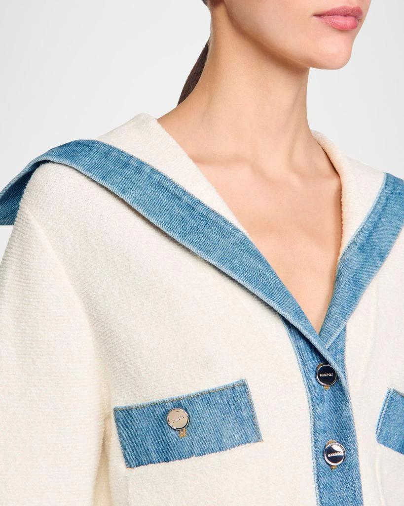 Sandro Baluchon Denim-Trim Cardigan 5