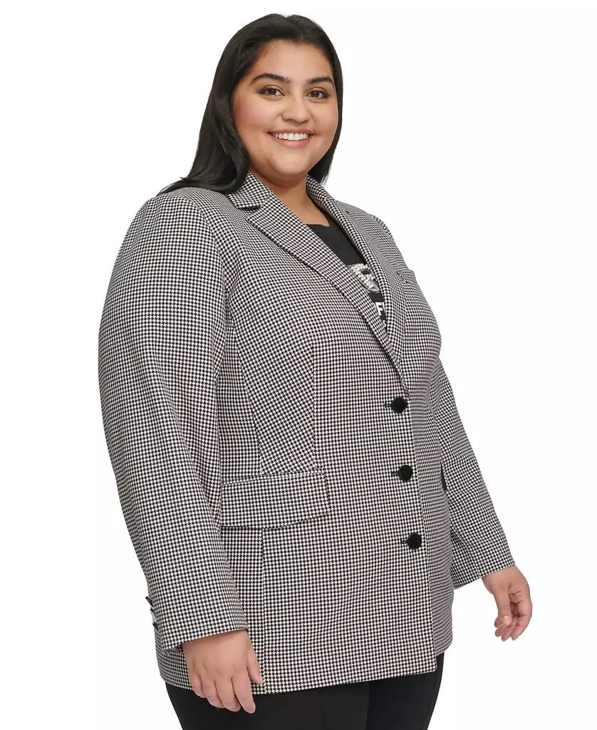 Karl Lagerfeld Paris Plus Size Three-Button Houndstooth Blazer, First@Macy’s 3