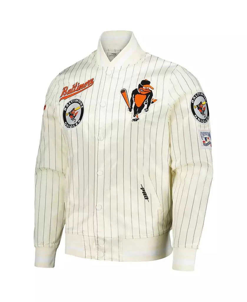 Pro Standard Men's Cream Baltimore Orioles Cooperstown Collection Pinstripe Retro Classic Satin Full-Snap Jacket 2