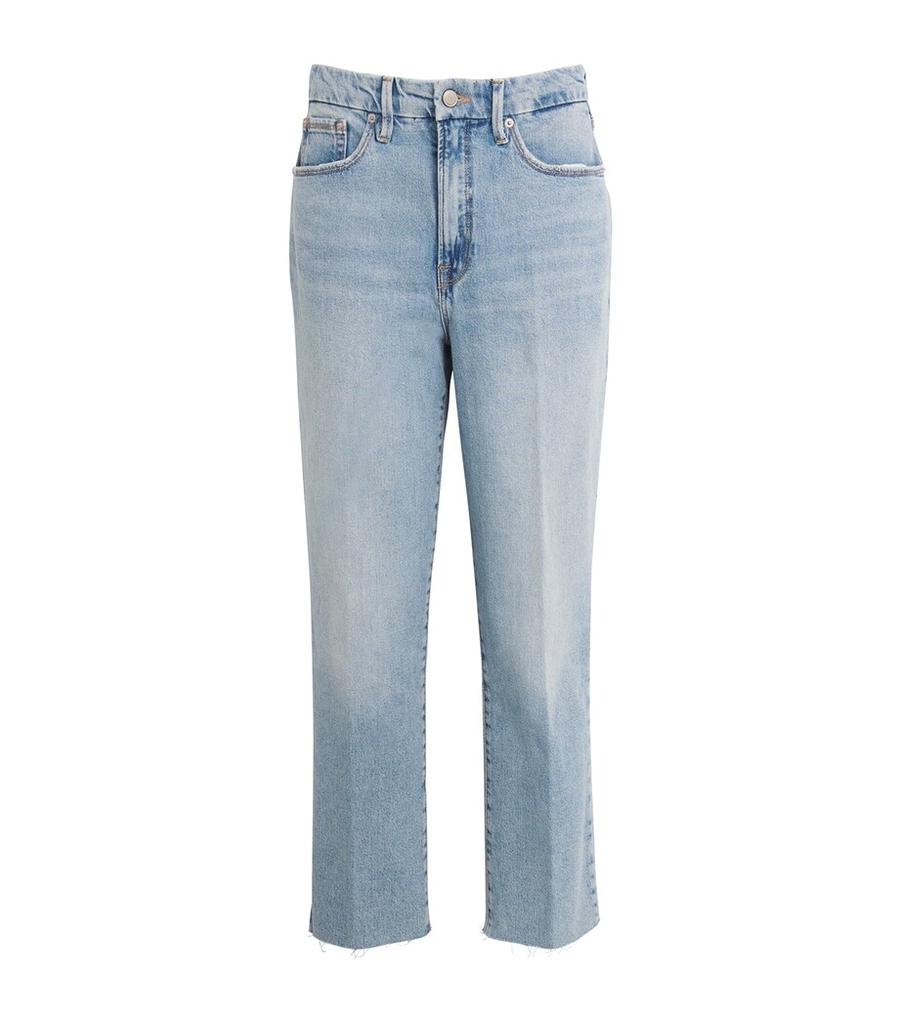 Good American Good Boy Straight Cropped Jeans