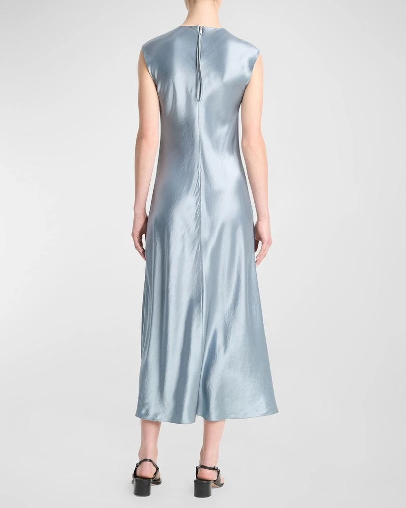 Vince Bias Satin Crewneck Cap-Sleeve Midi Dress 3
