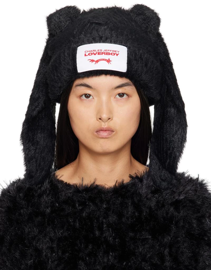 Charles Jeffrey Loverboy Black Fluffy Chunky Rabbit Beanie 1