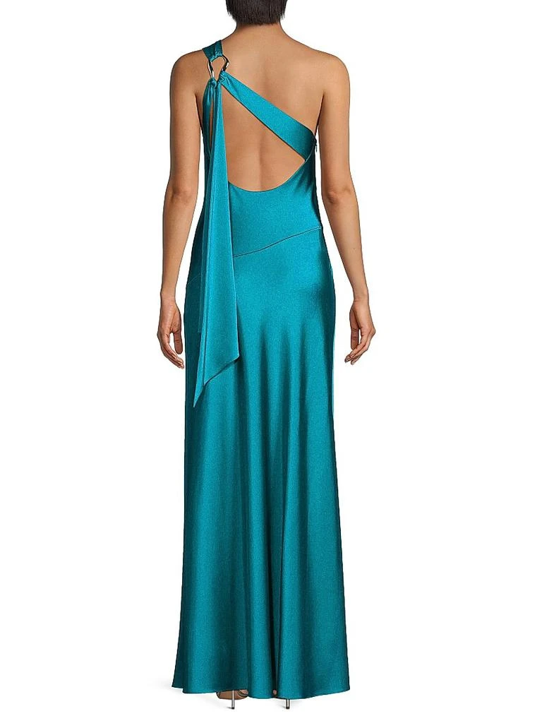 Liv Foster Satin One-Shoulder Sash Gown 5